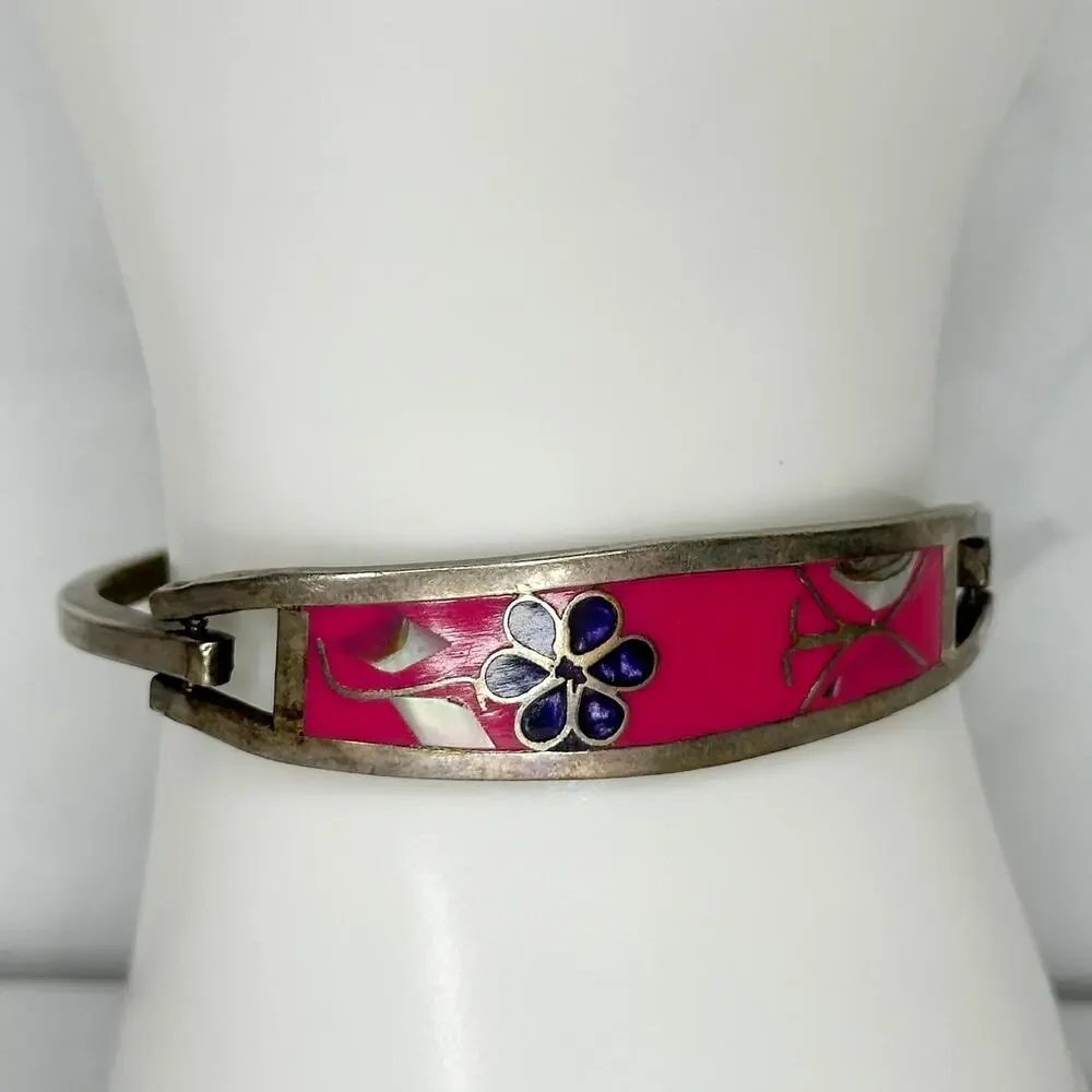 Vintage Abalone Shell Flower Butterfly Child's Bracelet ✨